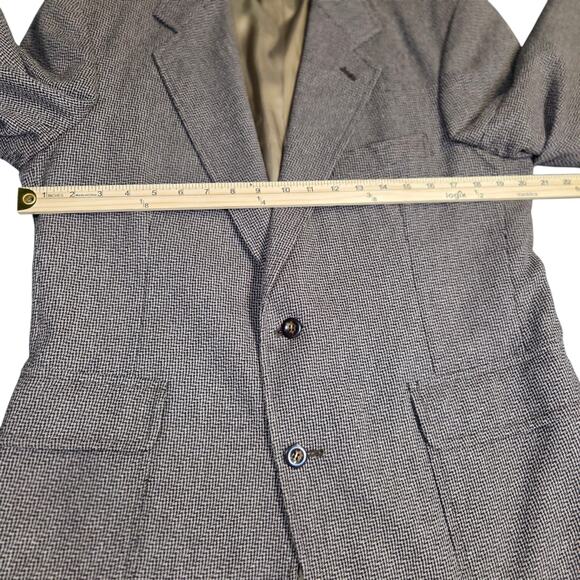 VINTAGE Pendleton Wool Herringbone Plaid Pleated Back Blazer Size 40 Sport Coat - Picture 16 of 16
